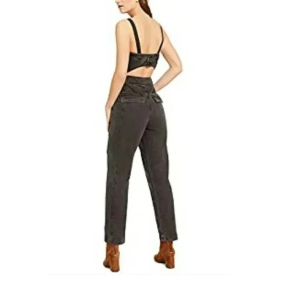 Free People Go West Utility Jumpsuit Washed Black Grey Size S Cutout Back Tie - Picture 3 of 16